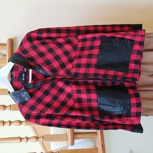 *2 for $12* DO+BE Plaid Faux Leather Button Up Top Size S